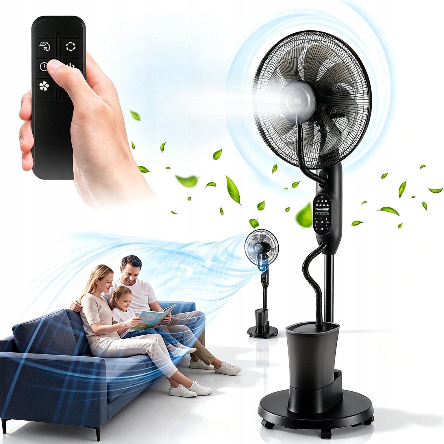 Ventilátor Stojanový Ventilátor 3 Režimy Proudění Vzduchu Oscilace 120° S Tichým Dálkovým Ovládáním