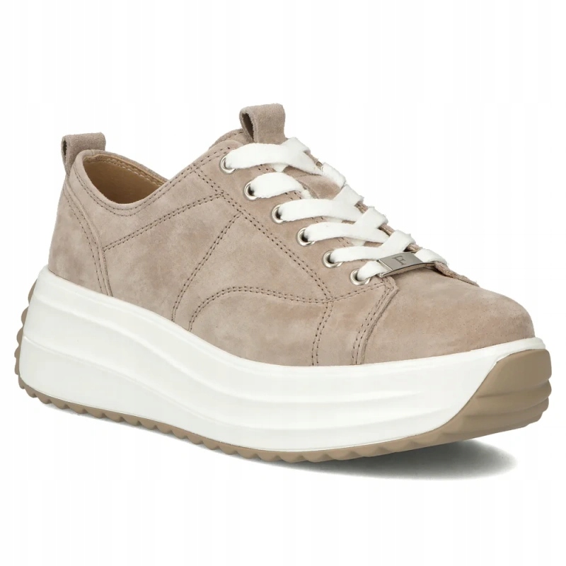 Sneakersy damskie beżowe Filippo DP6795/26 buty na platformie skórzane 37
