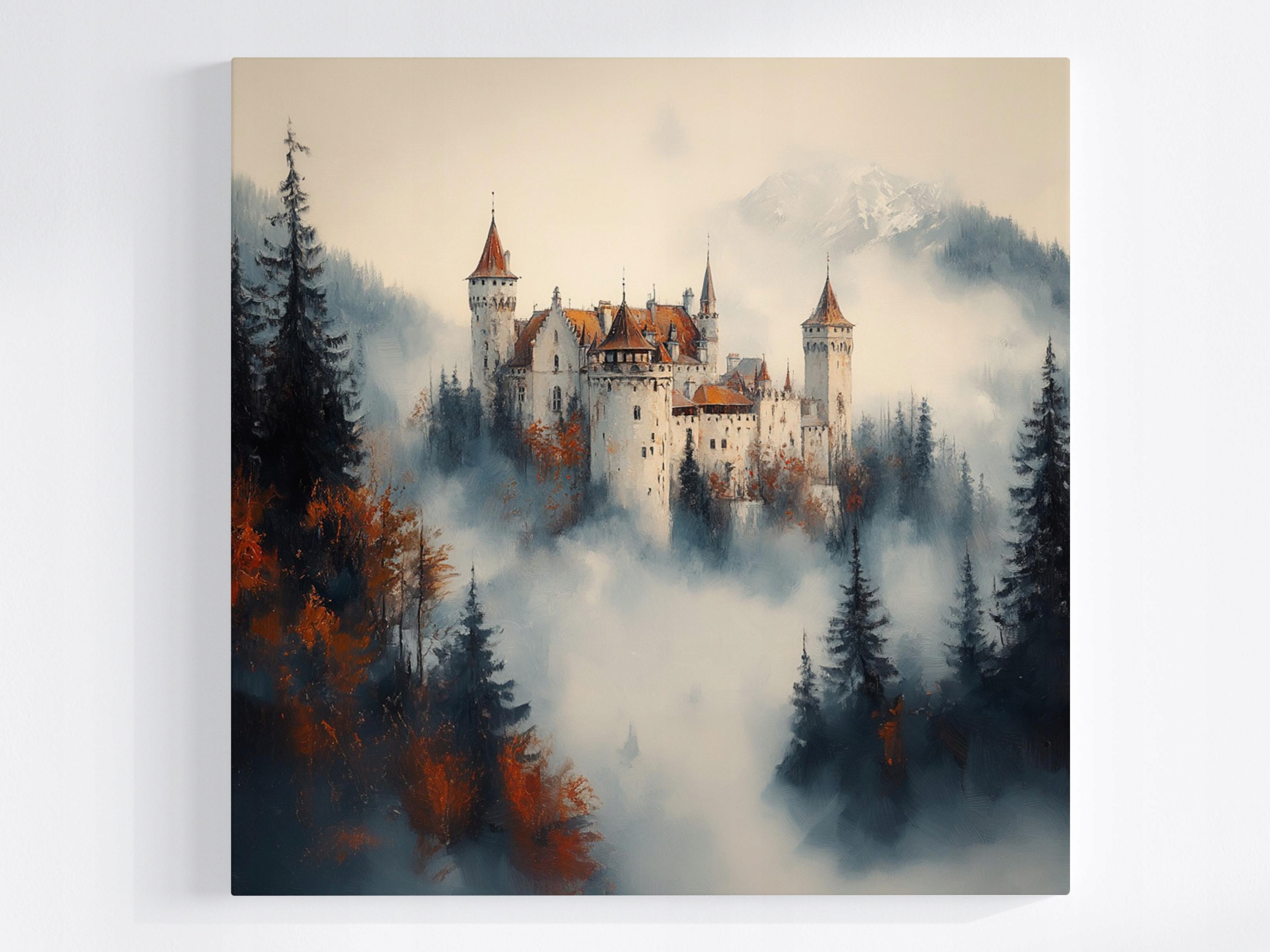 Obraz Na Plátně Canvas Architektura Zámek Palác Pevnost Hory Mlha 80x80