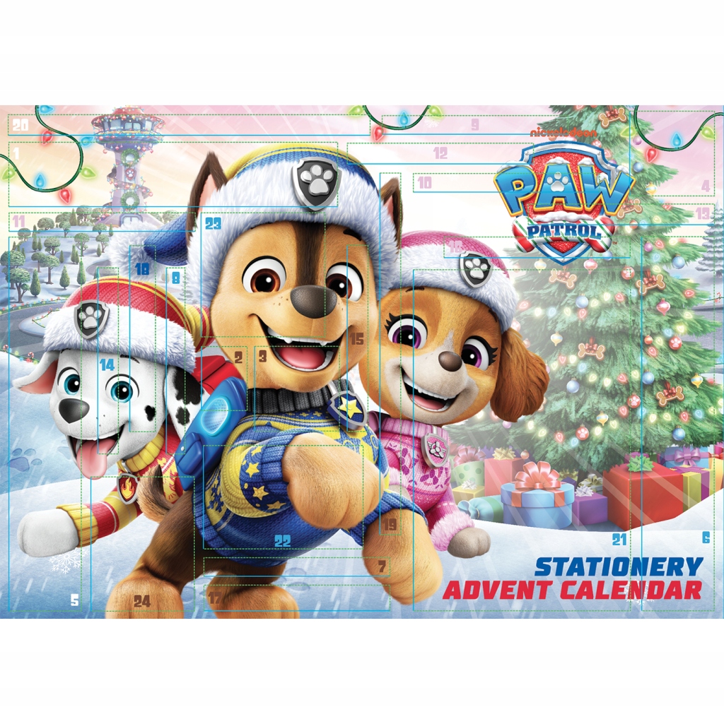 Адвент-календарь Pyramid International Paw Patrol, 24 школьные принадлежности: карандаши, наклейки, ластики