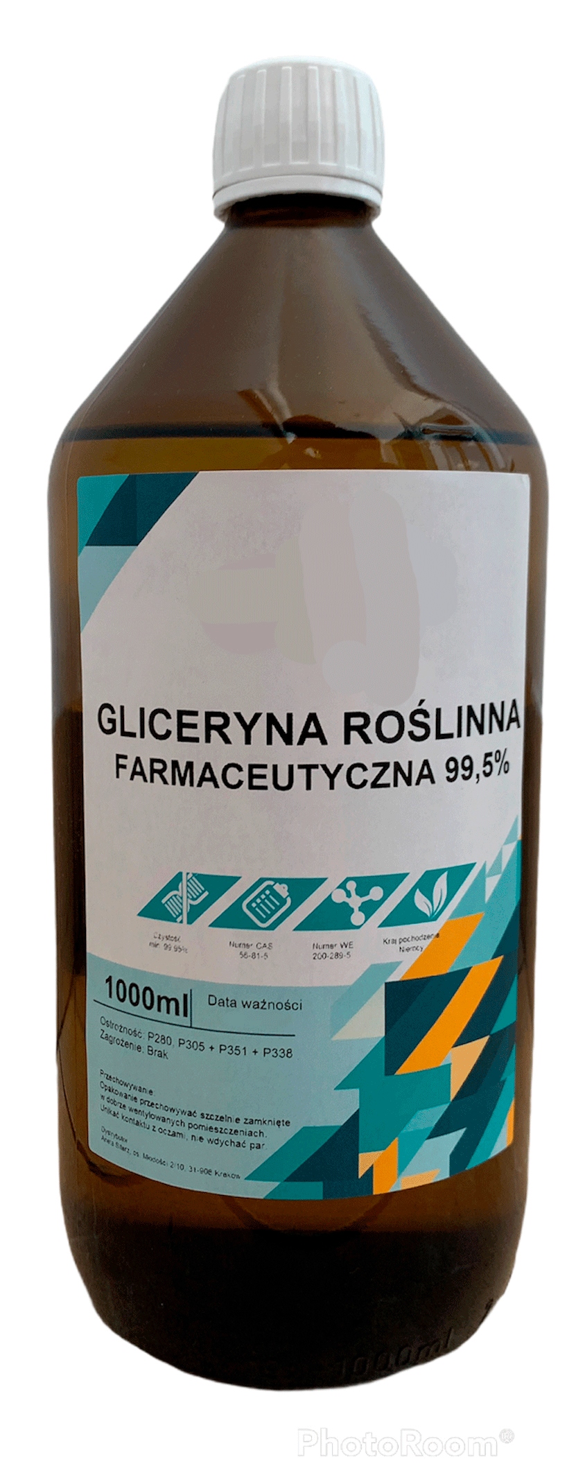 GLICERYNA ROŚLINNA FARMACEUTYCZNA 99,5% 1L SZKŁO