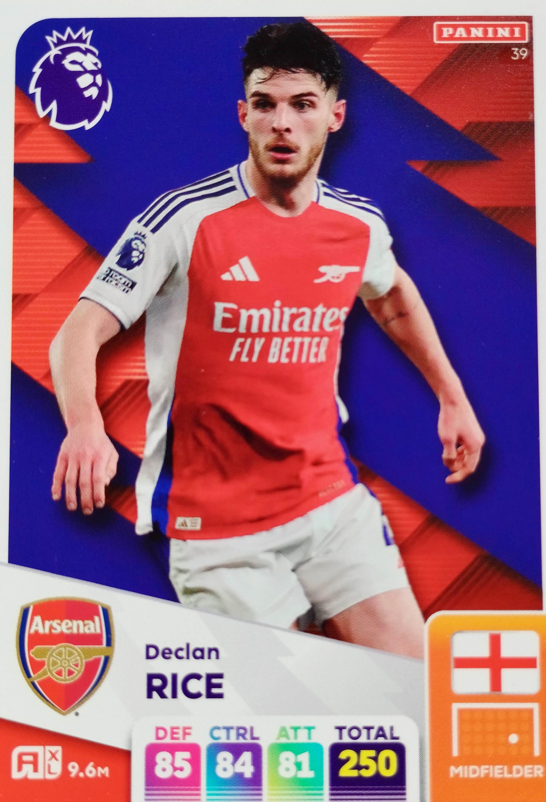 PANINI PREMIER LEAGUE 2025 karta BASE 39 DECLAN RICE ARSENAL