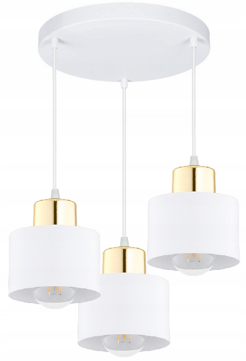 Lampa Sufitowa Wisząca Plafon Żyrandol Edison Led Biało Złota