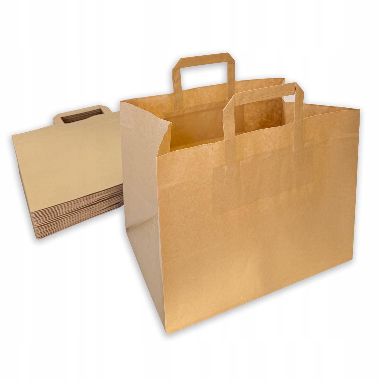 200ks Papírová taška, igelitová taška Kraft, 80 g, 32x22x24 cm, Catering, Take Away