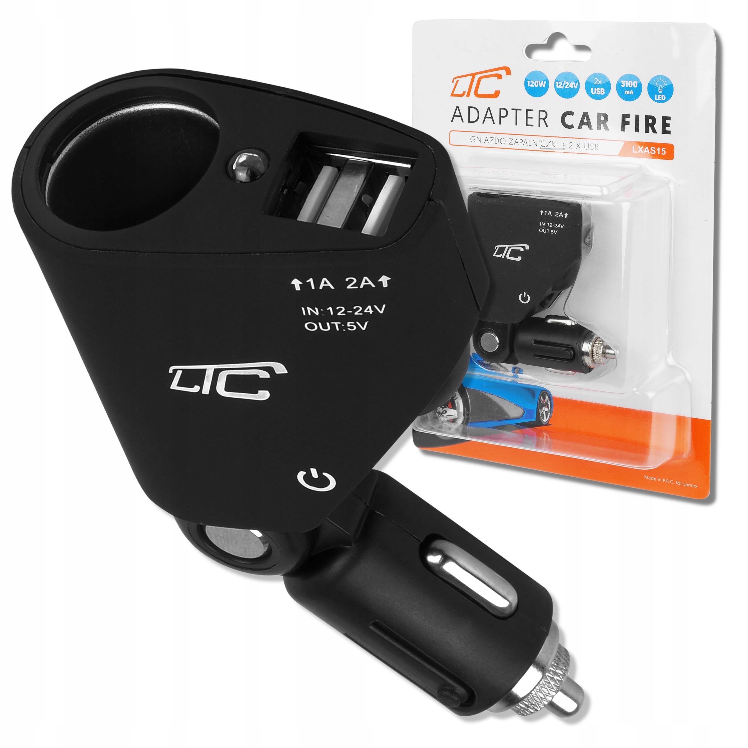 

Adapter Rozdzielacz Zapalniczki Samochodowej 2xUSB
