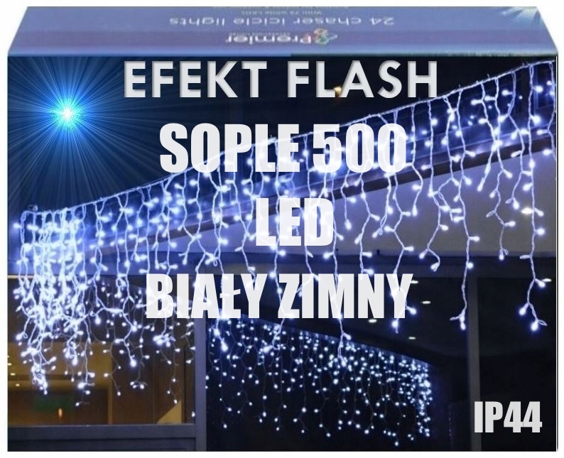 Sople 500 Led Závěs Venkovní Osvětlení IP44 Flash Bílá Studená 21M