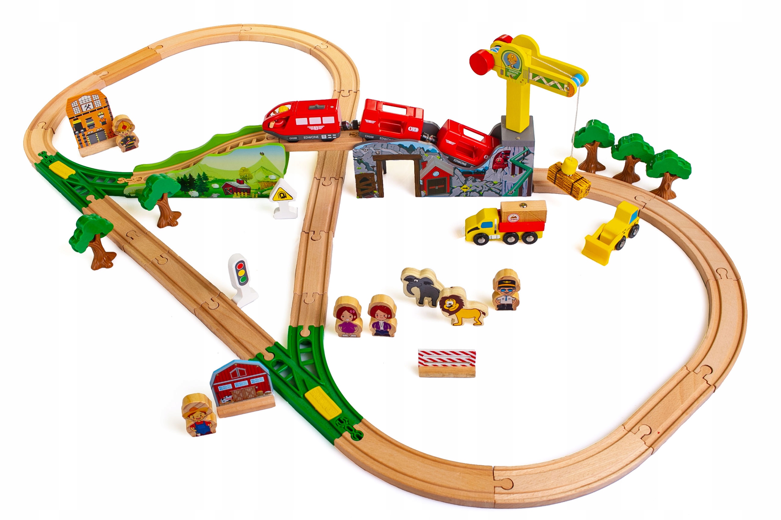 KOLEJKA DREWNIANA DODATKI TORY POCIĄG NA BATERIE Wiek dziecka 3 lata +