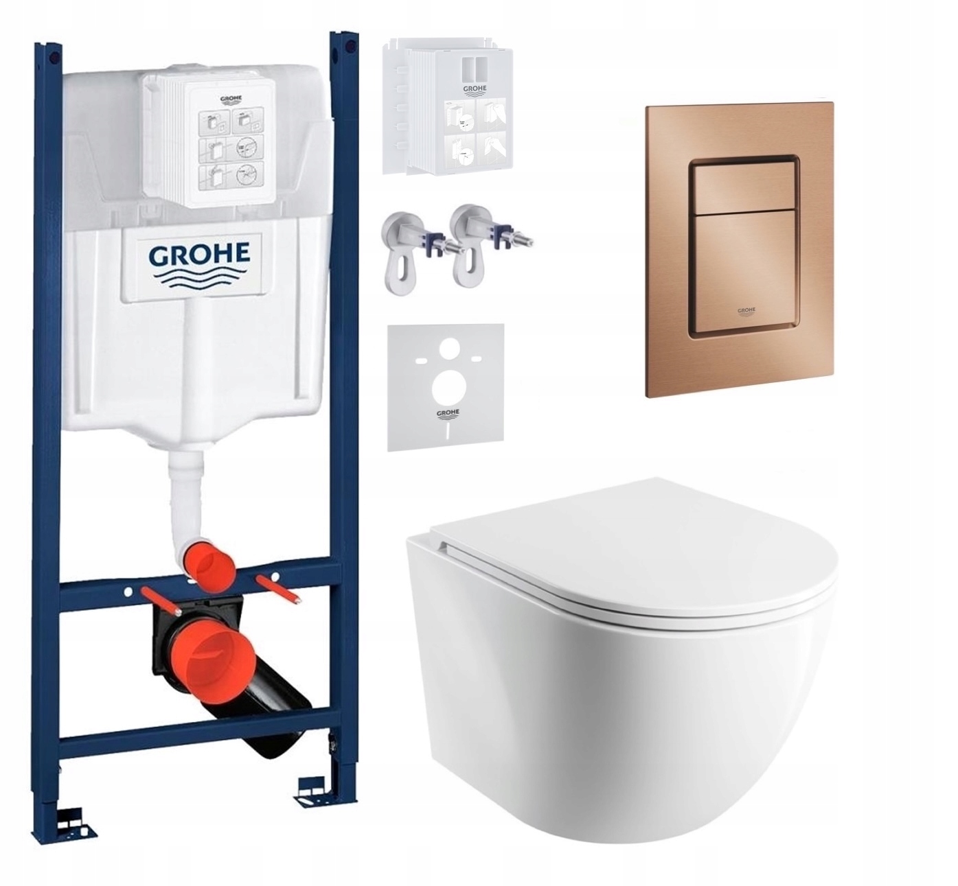 Wc rošt Grohe Rapid s Wc misou Cspmwbm a tlačidlom, brúsená meď