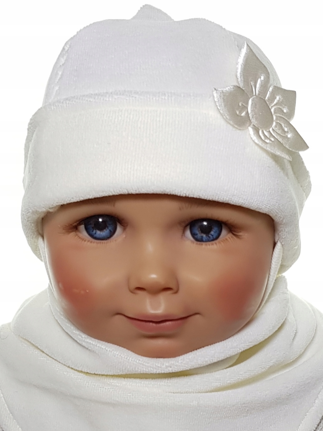 KOMPLET WELUR DLA NOWORODKA CZAPKA + CHUSTKA CZAPECZKA CHUSTECZKA 5 KOLORÓW Kolor biały