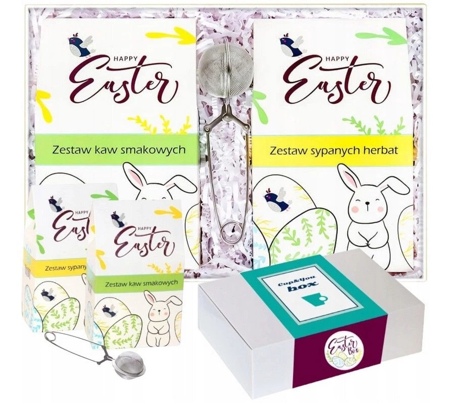 Box Happy Easter zestaw kaw i herbat smakowych Premium na Wielkanoc
