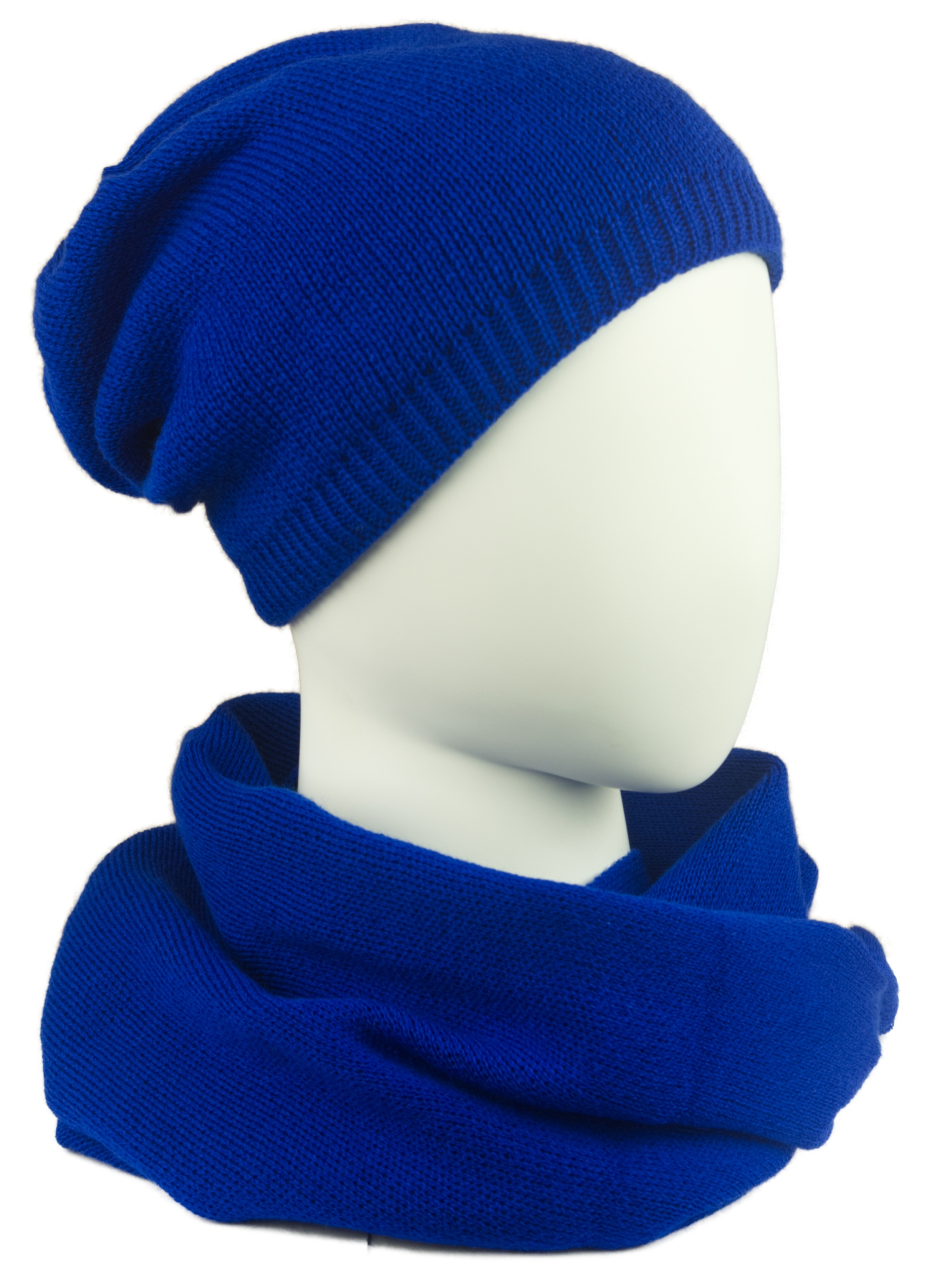 Komplet zimowy szalik KOMIN i CZAPKA niebieski