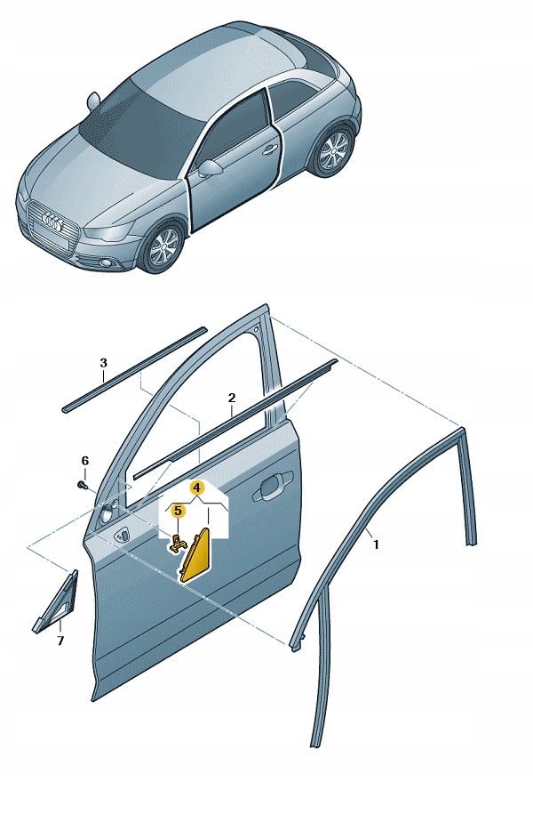 ZAŚLEPKA NAROŻNIKA DRZWI PRZEDNICH PRAWA AUDI A1 ASO ORYGINAŁ