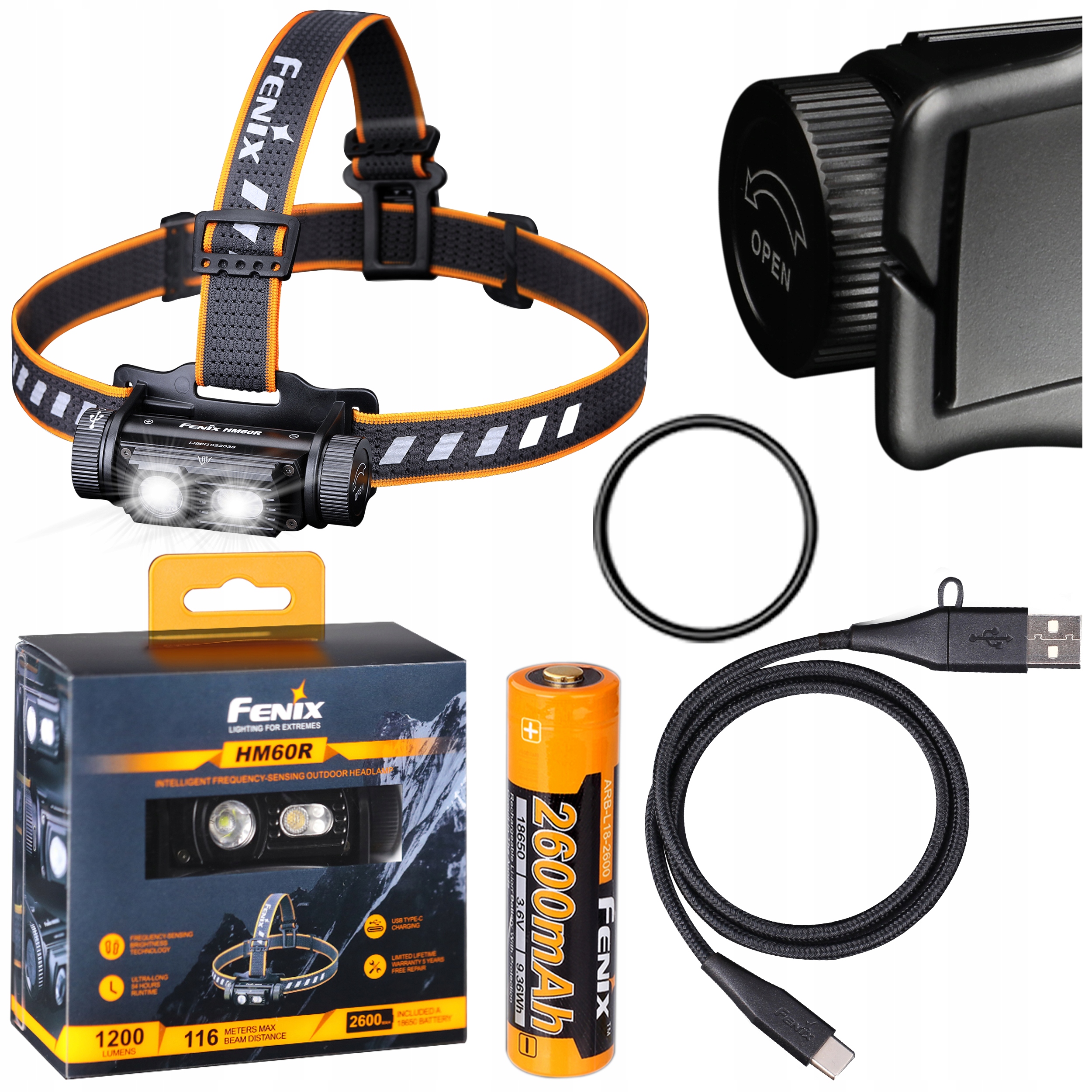 

Latarka diodowa Fenix HM60R czołówka 1200 lm Usb-c
