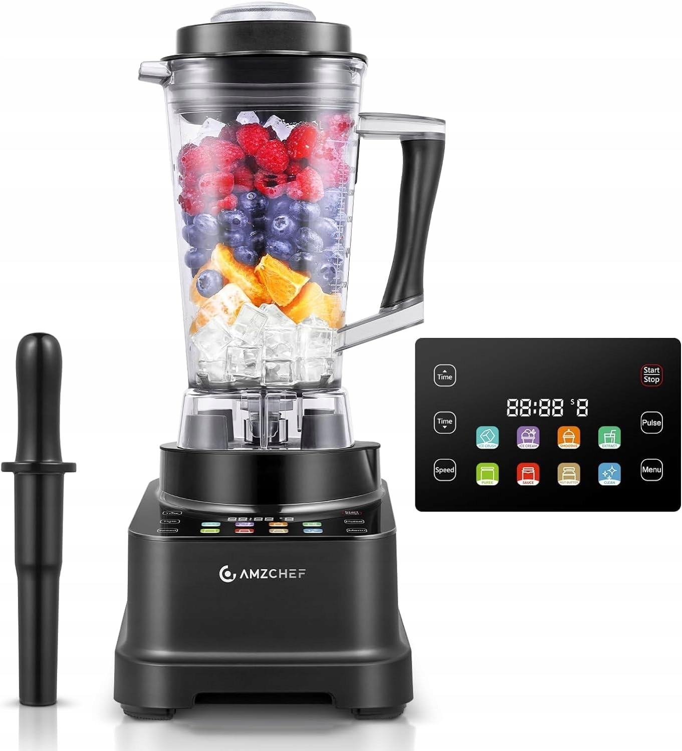 Amzchef Mixér 2000W 2L Multifunkční Smoothie Zmrzlina Automatické čištění