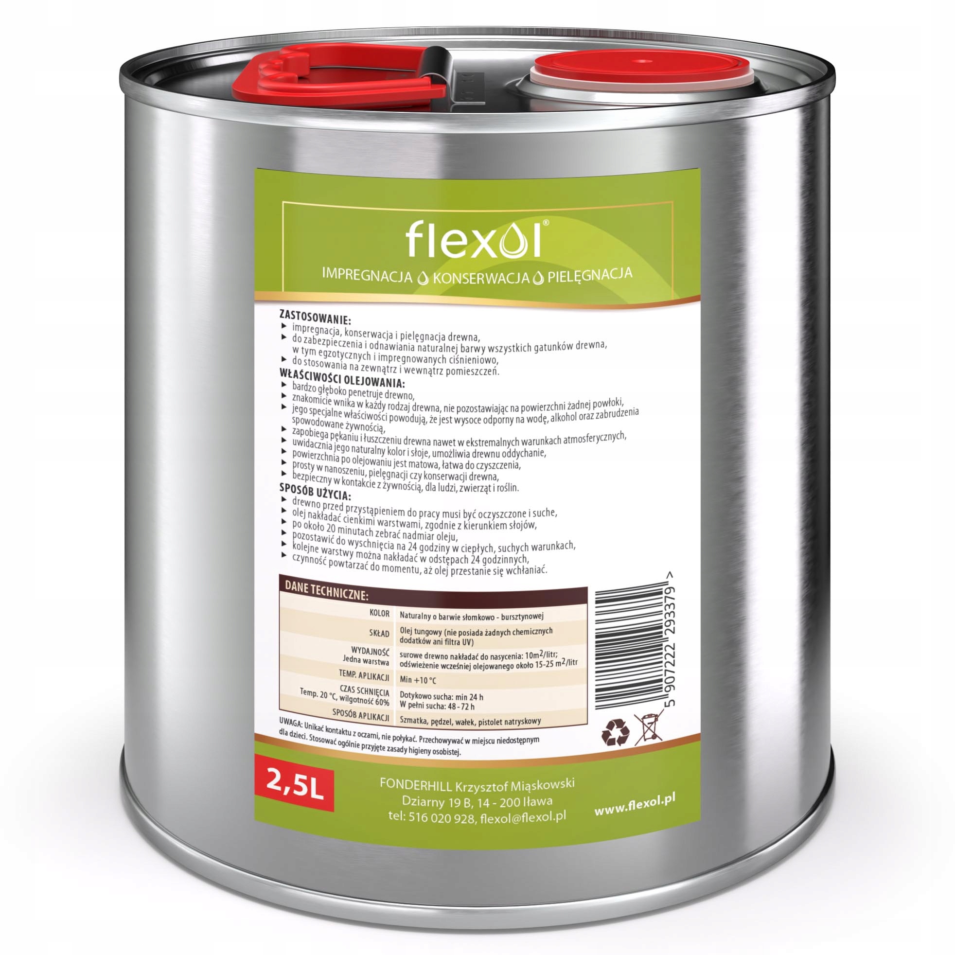 Olej tungowy do drewna impregnat 100% naturalny 2,5L GRATIS Kod producenta 5907222293379