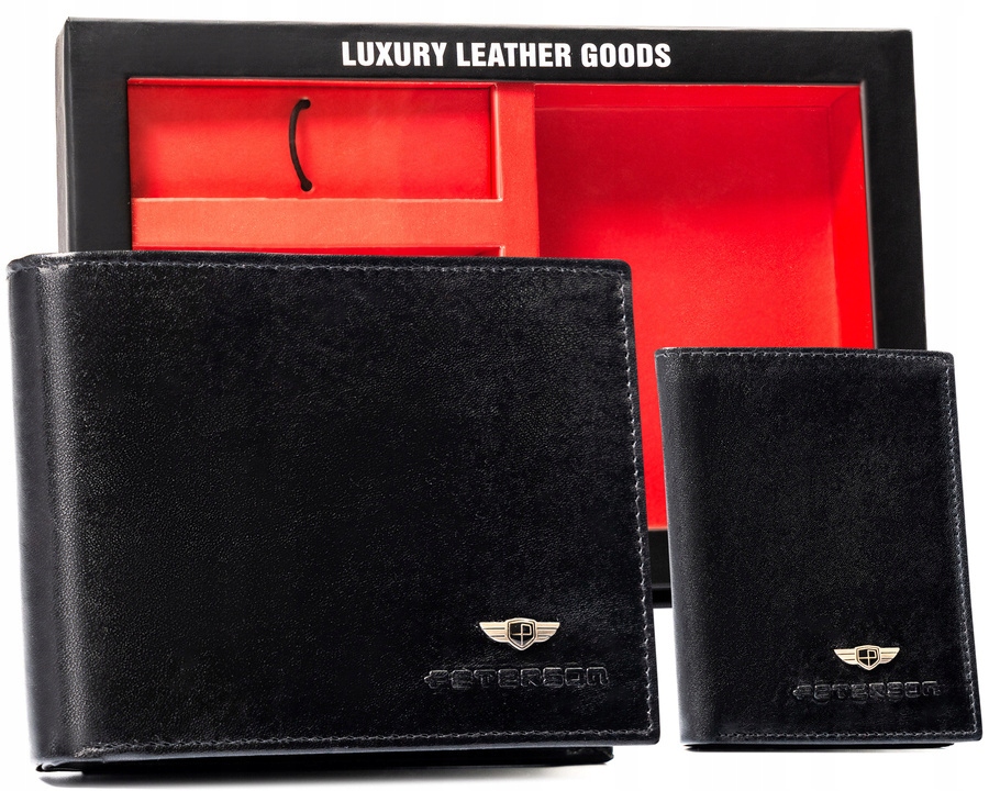 Peterson elegantní pánská kožená pouzdro s pouzdrem na karty přívěsek na klíče