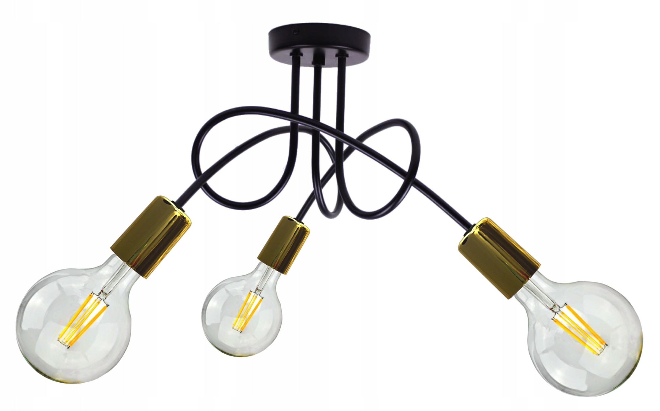 

Lampa Wisząca Żyrandol Plafon Edison Złoto Loft