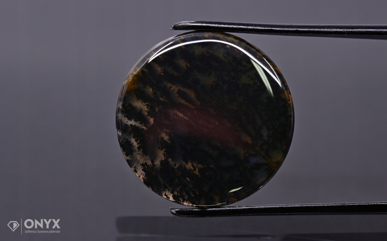 Dendritový achát z Kazachstánu konvexní mělký kruh