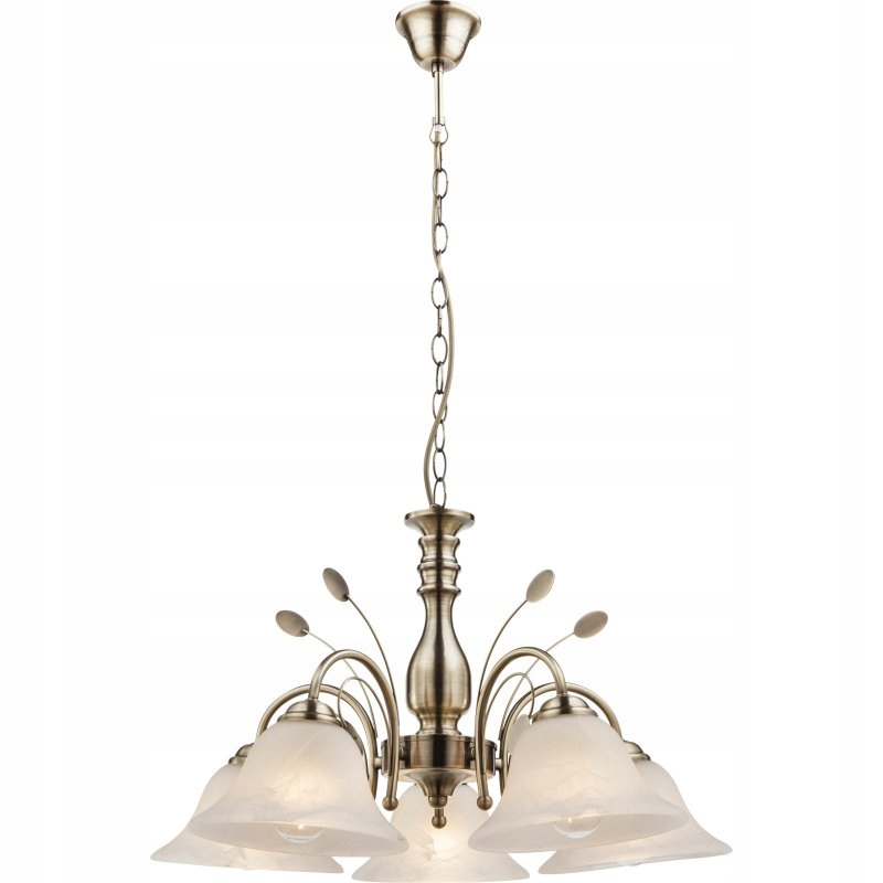 Závesná lampa Posadas klasická E27 5x60W starožitná mosadz 100 cm