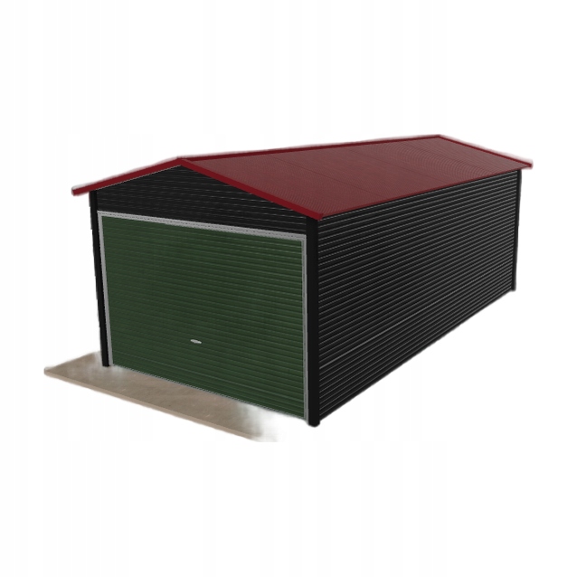 Plechová garáž 3x6 m jednopolohová, dvouspádová, černá
