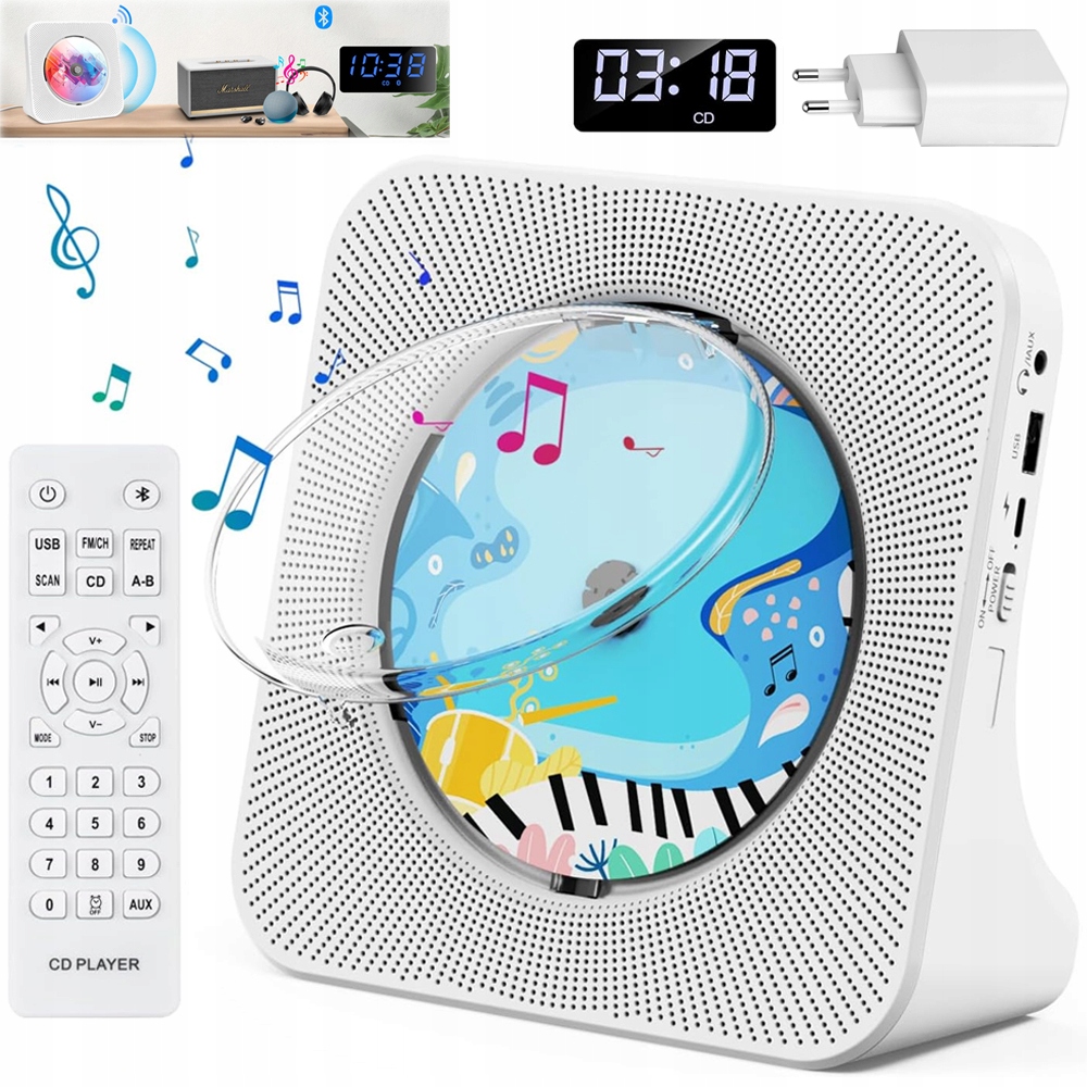 Přenosný CD Přehrávač Bluetooth Reproduktor Rádio Aux Fm Hifi Usb LCD Dárek