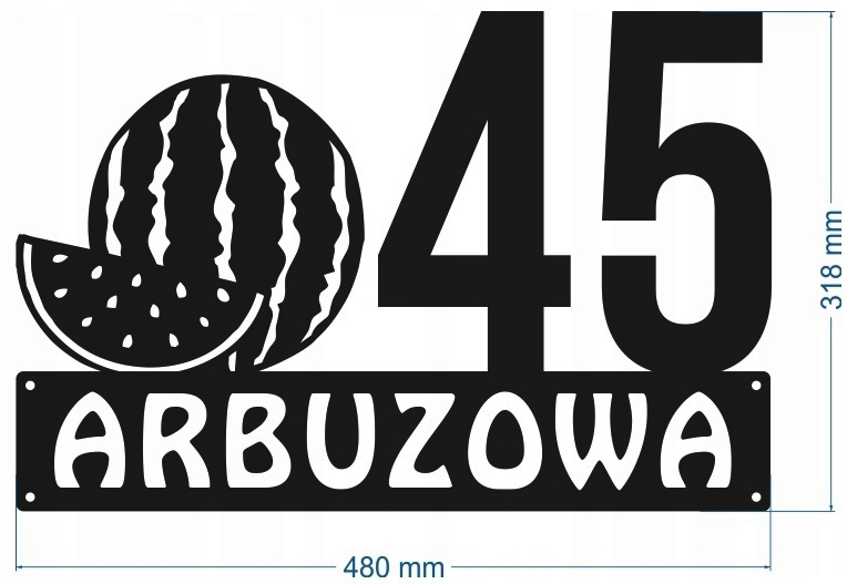 Číslo Na Dom 80 cm Tabuľa Adresa Ocel 2 mm ul. Arbuzowa