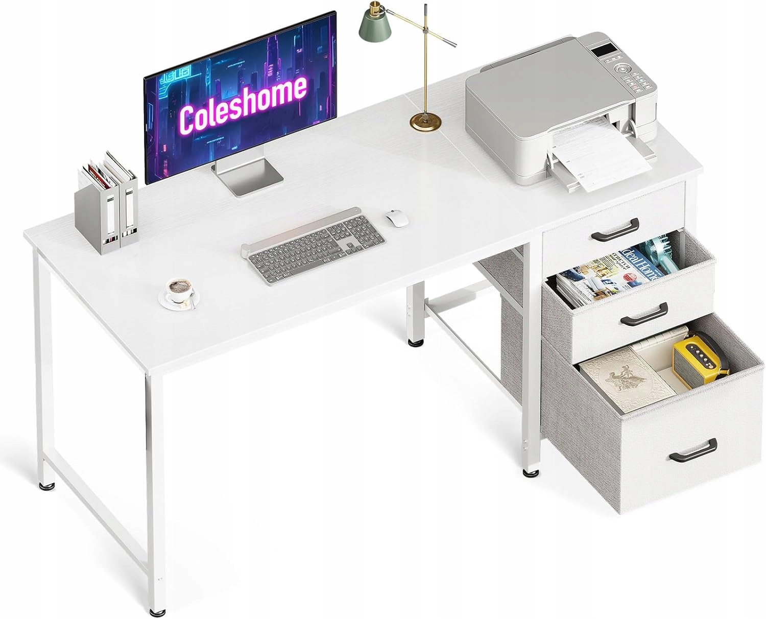 Biurko Komputerowe Z 3 Materiałowymi Szufladami. Coleshome.