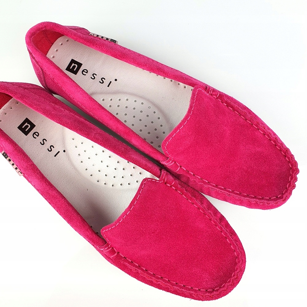 Nessi 17130 mokasyny różowe fuxia zamsz 38