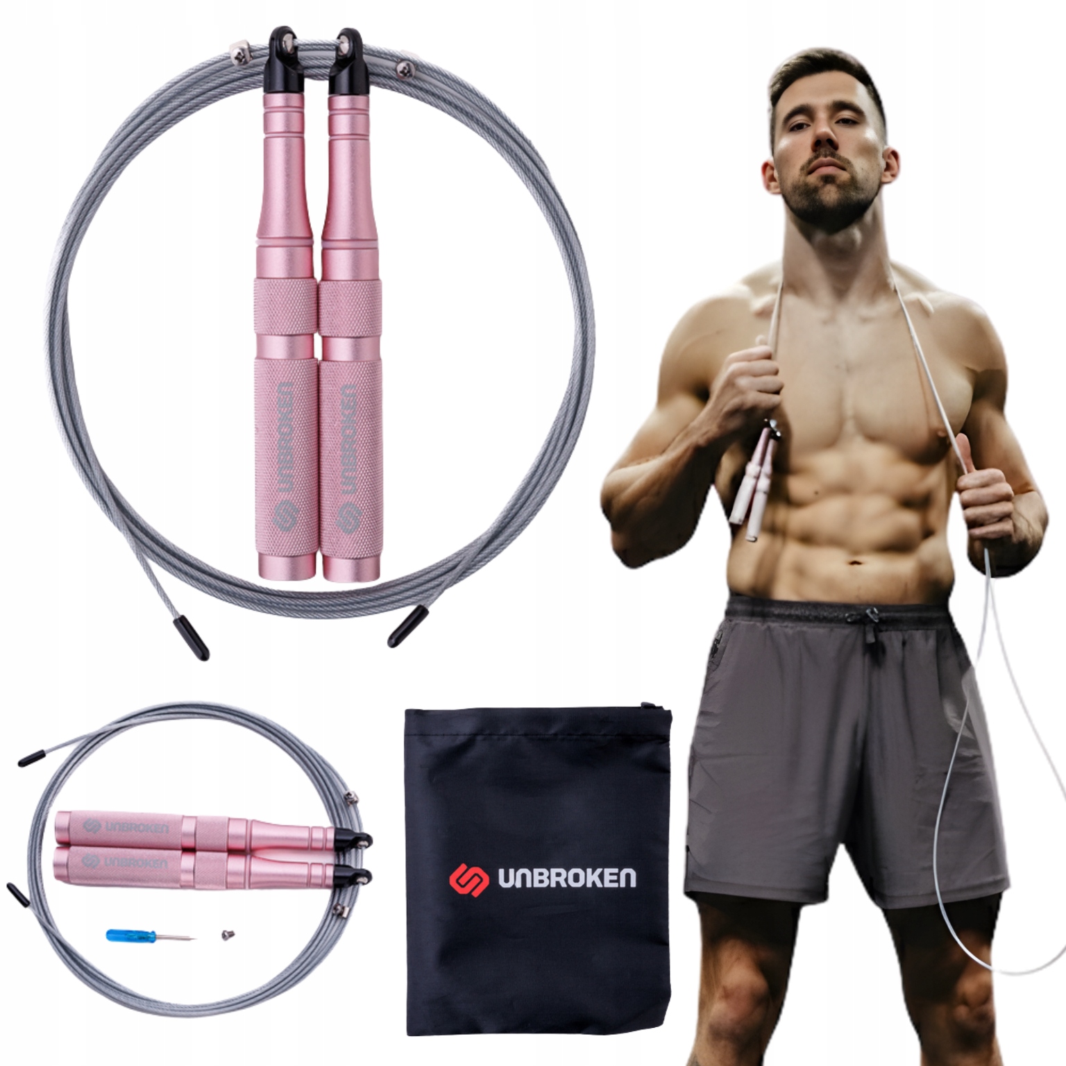 Profesionální tréninkové švihadlo Unbroken Speed Rope Sr-pro růžové 3.2 m
