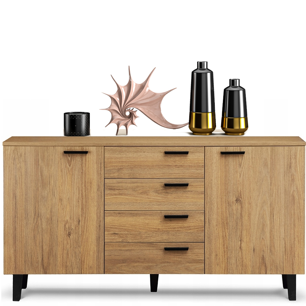 Komoda Se Zásuvkami Dub Přírodní 150X81X46 cm tloušťka 18 mm Frisk Konsimo