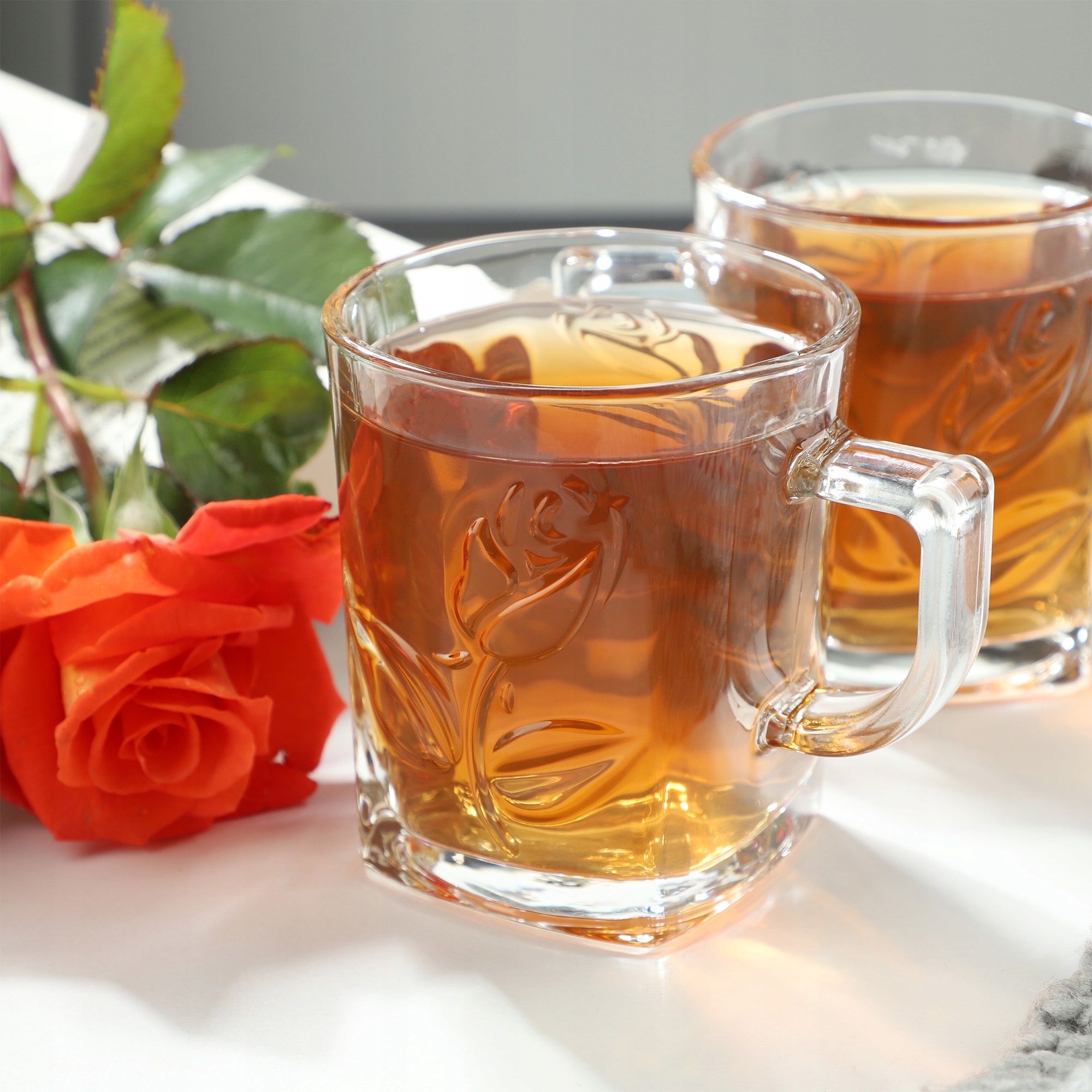 6x SZKLANKI 260ml DO HERBATY KAWY SOKU ZESTAW SZKLANEK Z UCHEM WZÓR Pojemność 260 ml