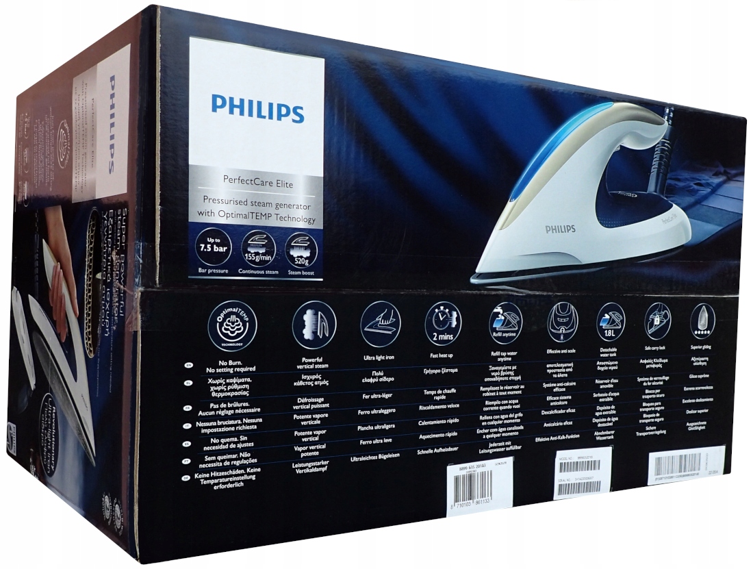 Generator Pary Żelazko Stacja Parowa Philips GC9635 PerfectCare Elite Kolor dominujący niebieski