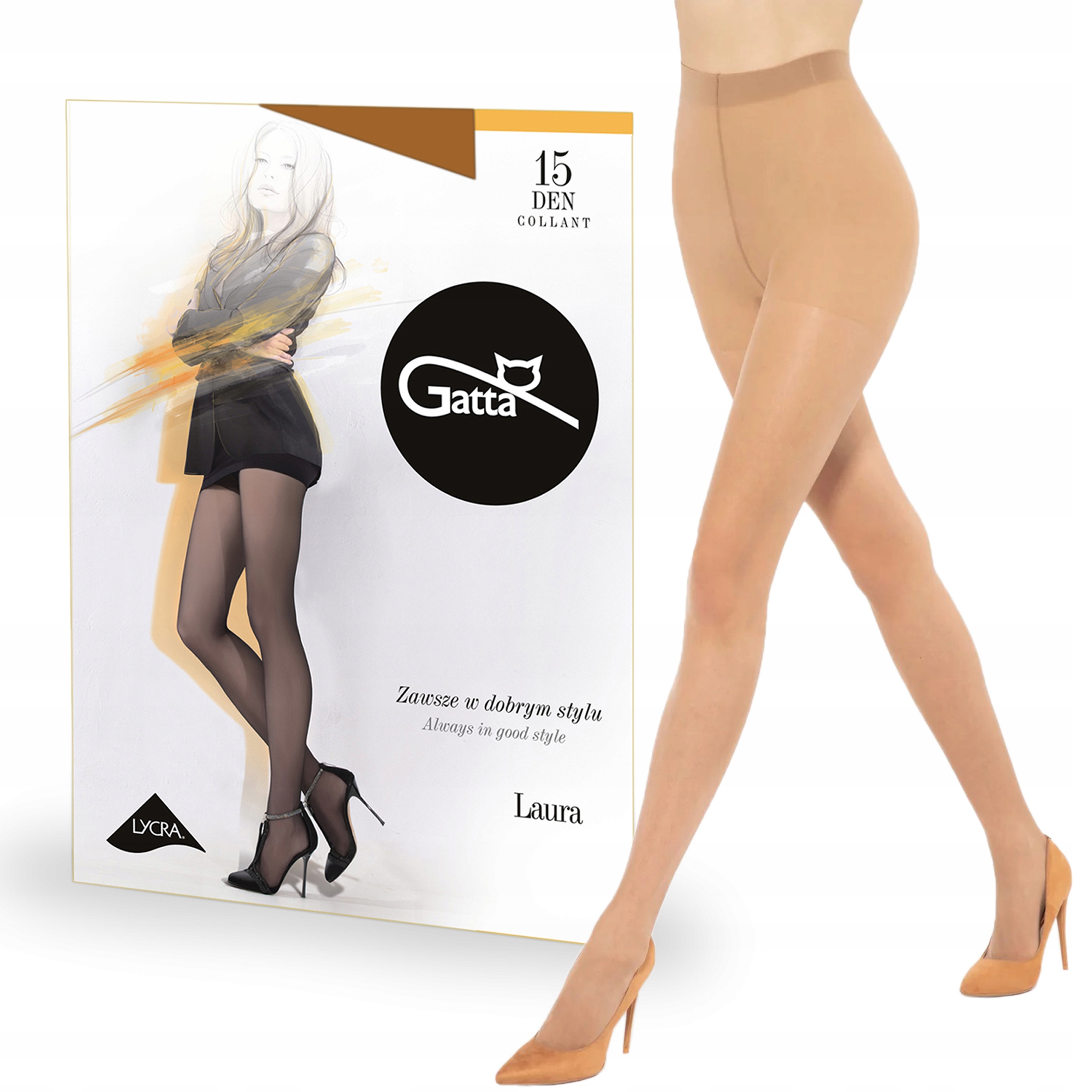 Rajstopy Gatta Laura 15 den lycra, Golden 3-M