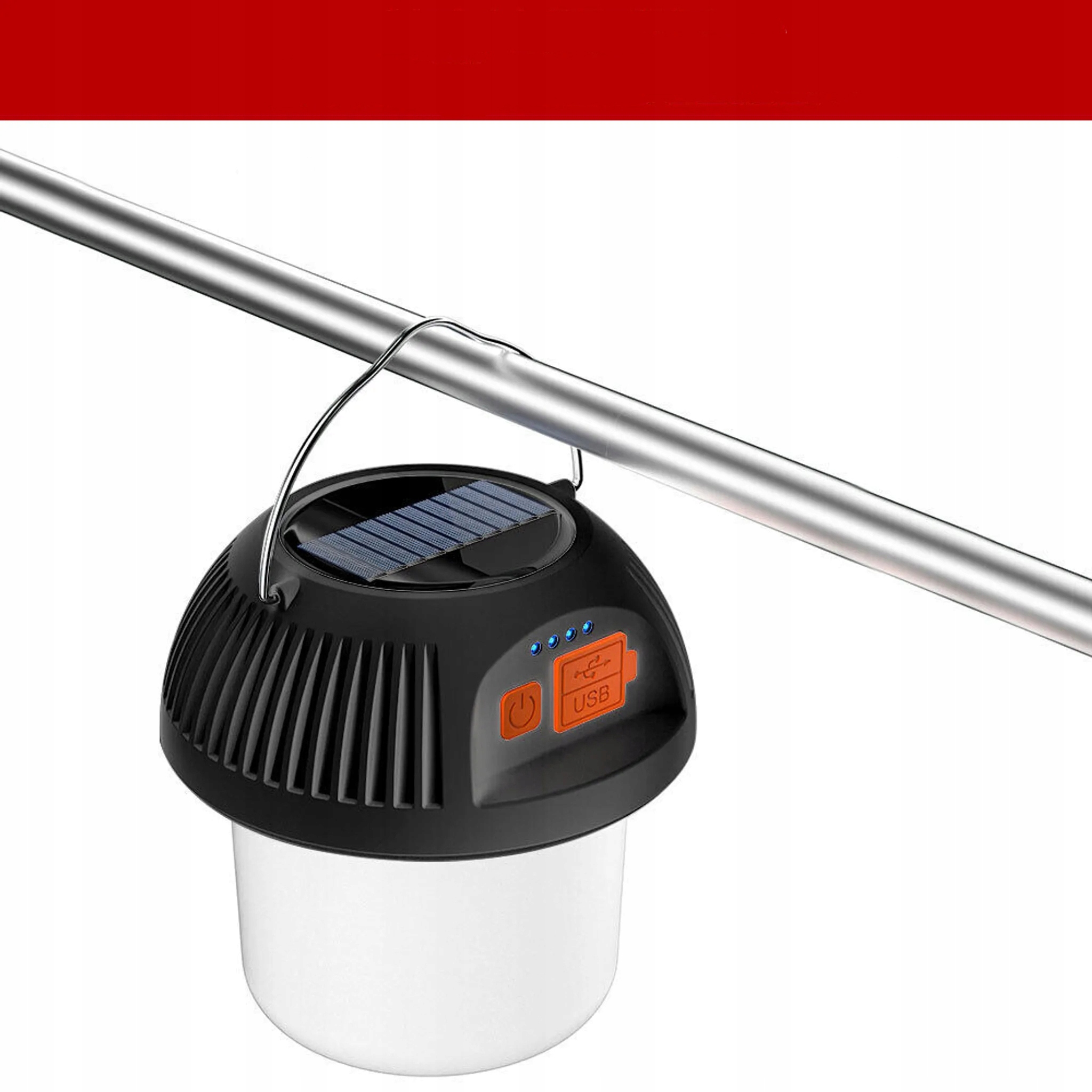 LAMPA ŚWIATŁA SOLARNA POWERBANK TURYSTYCZNA 3TRYBY Kolor dominujący czarny