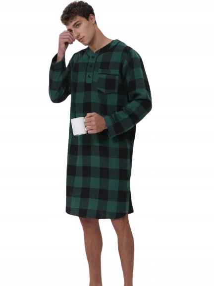 Pánská Flanelová Noční Košile S Dlouhým Rukávem, Teplá Flanelová Košile L