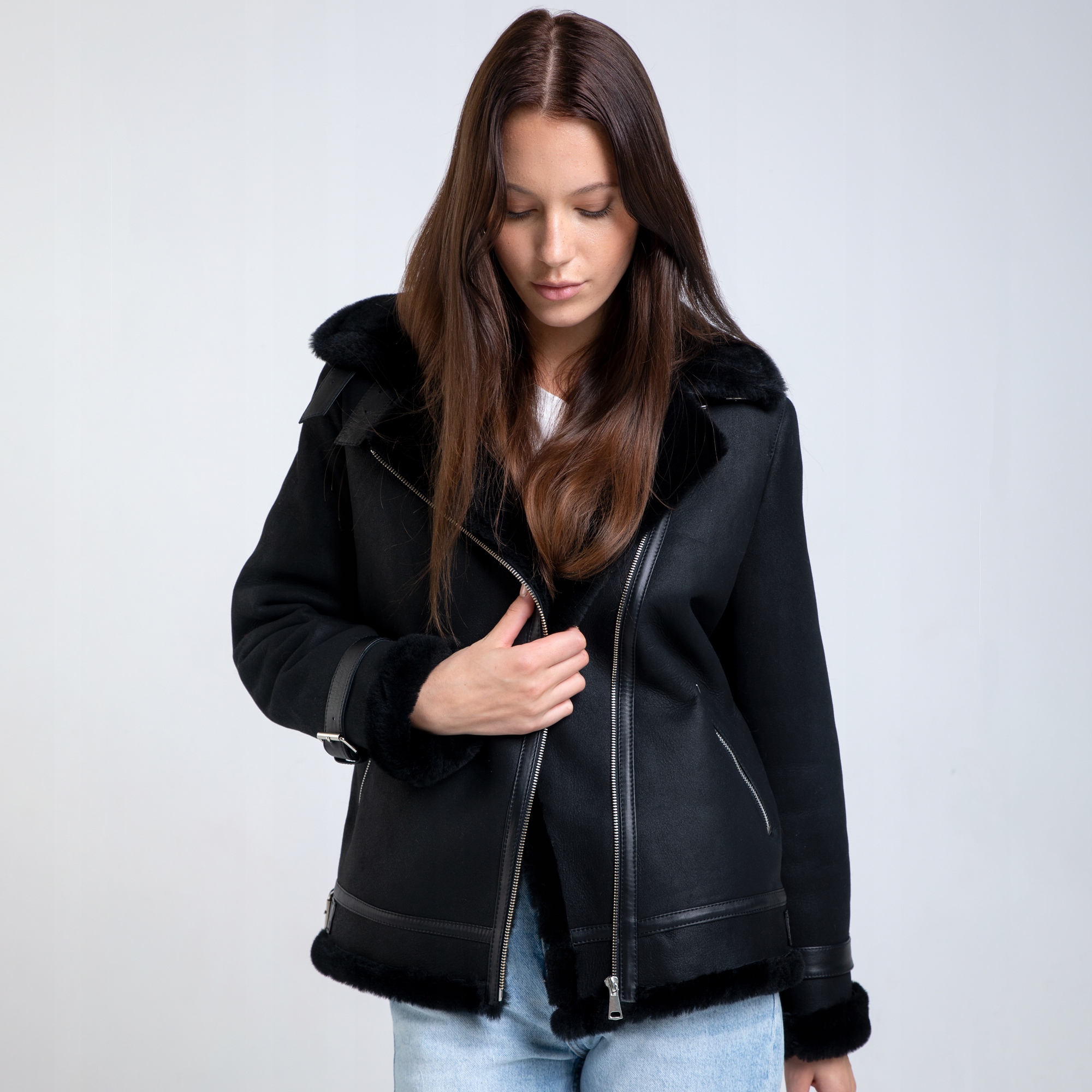 MATOWY SKÓRZANY KOŻUCH PILOTKA RAMONESKA L/40 Model KOŻUCH PILOTKA