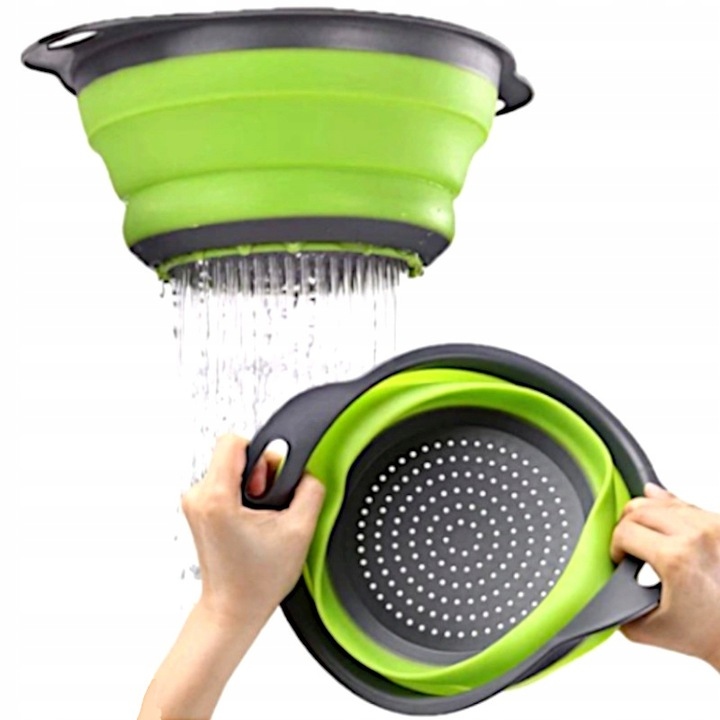 DRUSZLAK SILIKONOWY SKŁADANY DO ZLEWU DO MAKARONU Z RĄCZKĄ