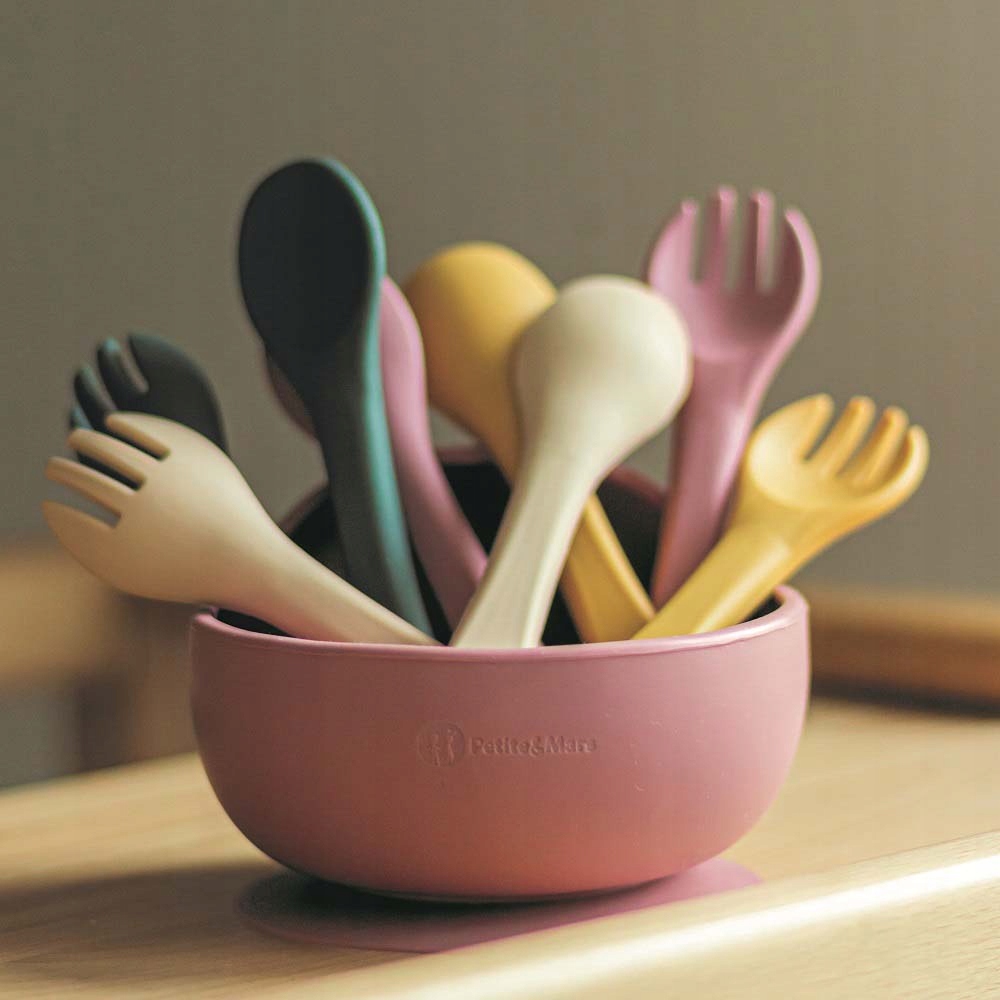 Silikonowe sztućce dla dzieci Petite&mars Misty Green Kolor zielony