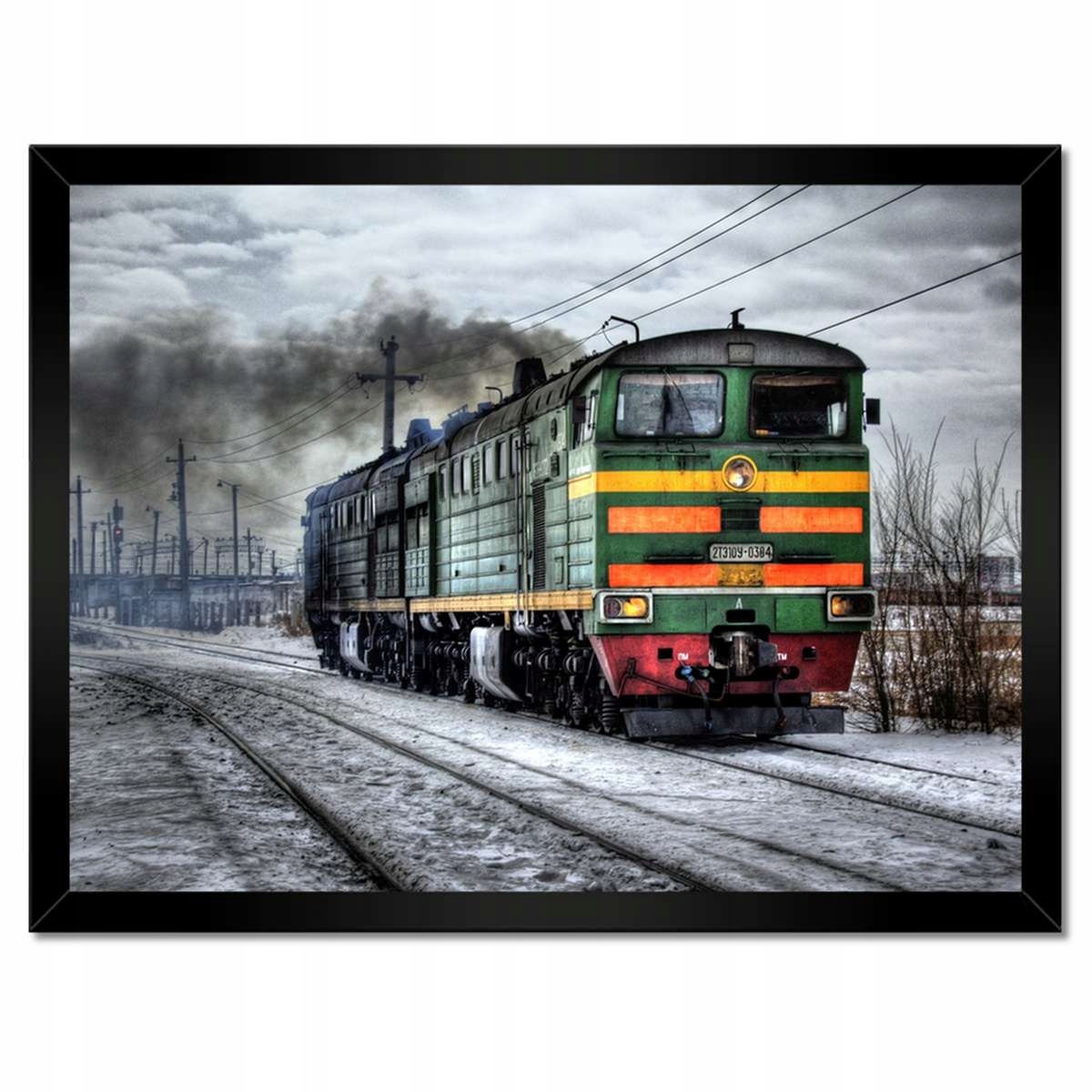 Plakáty v rámu 40x30 Vlak Lokomotiva Zima