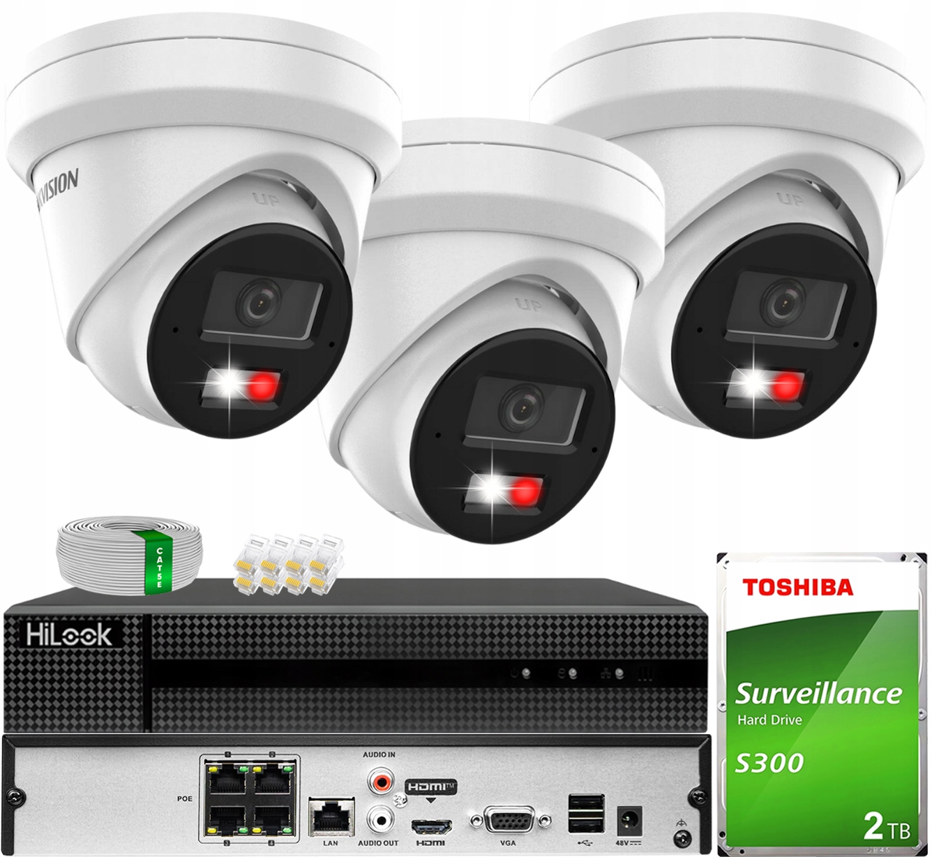 Monitorovací 3x kamera Hikvision DS-2CD2363G2-LI2U Ip 6MPx AcuSense Led 2TB