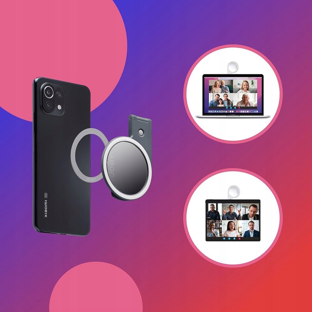 JOBY Beamo Magnetyczne Ringlicht LED Do iPhone i Smartfonów Szare — miniatura 3