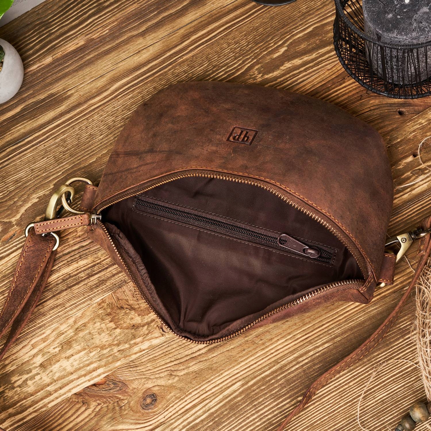 Paolo Peruzzi Saszetka nerka na ramię i pas skórzana vintage duża brązowa Rodzaj biodrowa