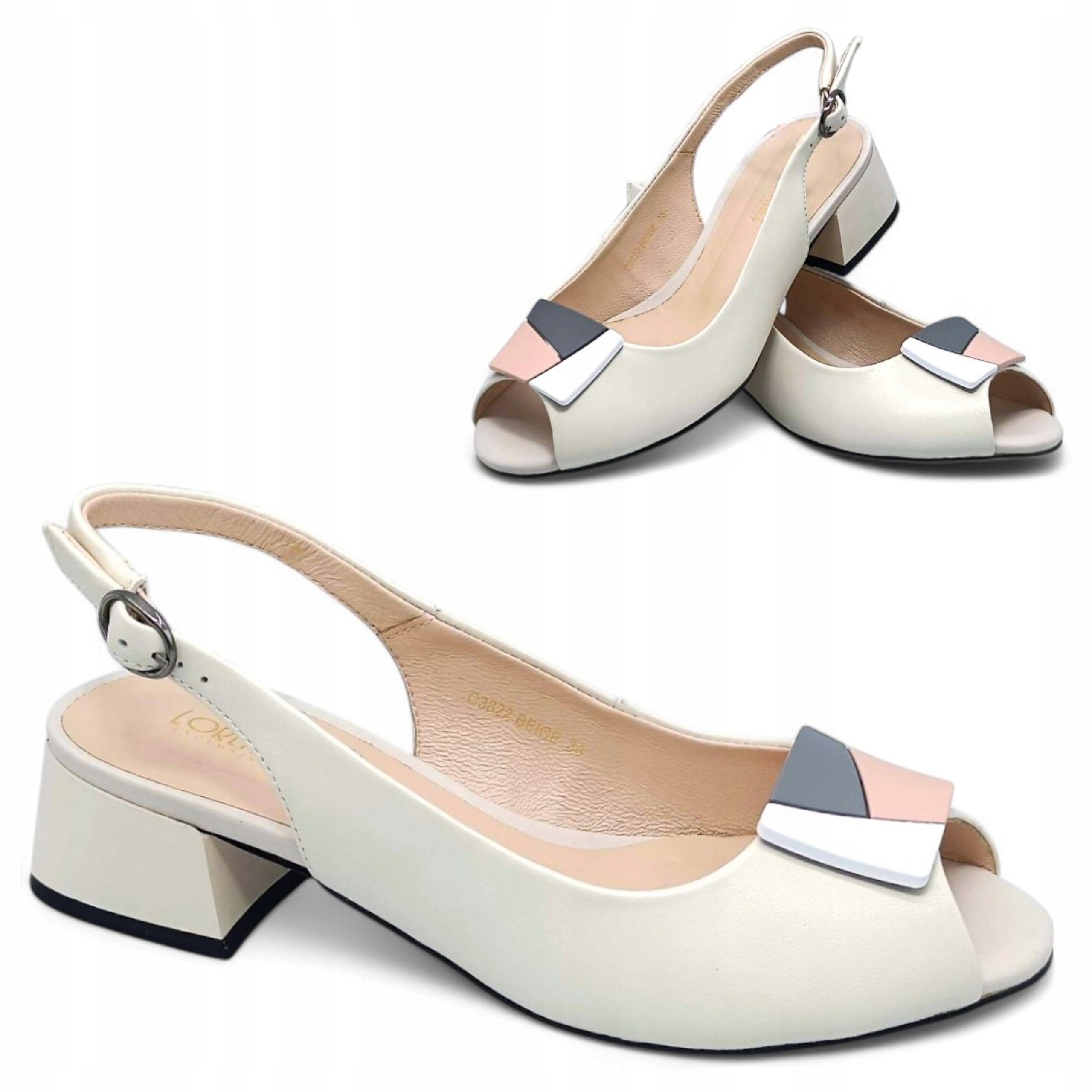 Dámské lodičky Kůže 36 Nízký podpatek Odhalená pata Loretta Vitale Béžová