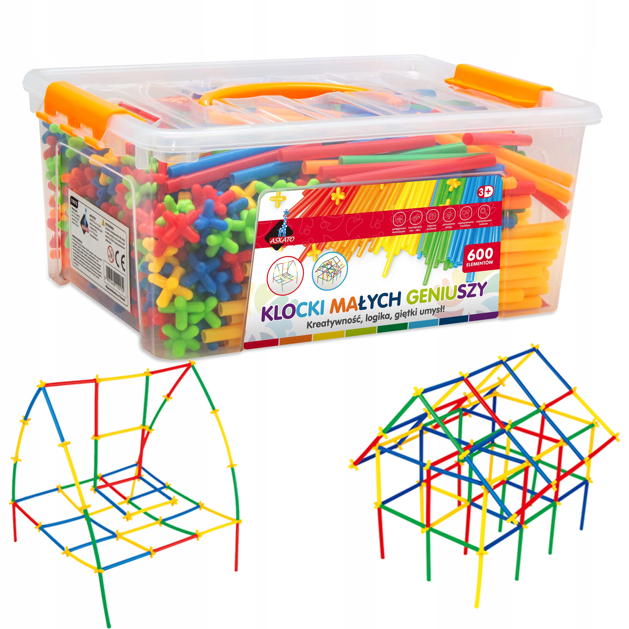 

Klocki Małych Geniuszy Słomki 3D 600 El. 3+ Askato