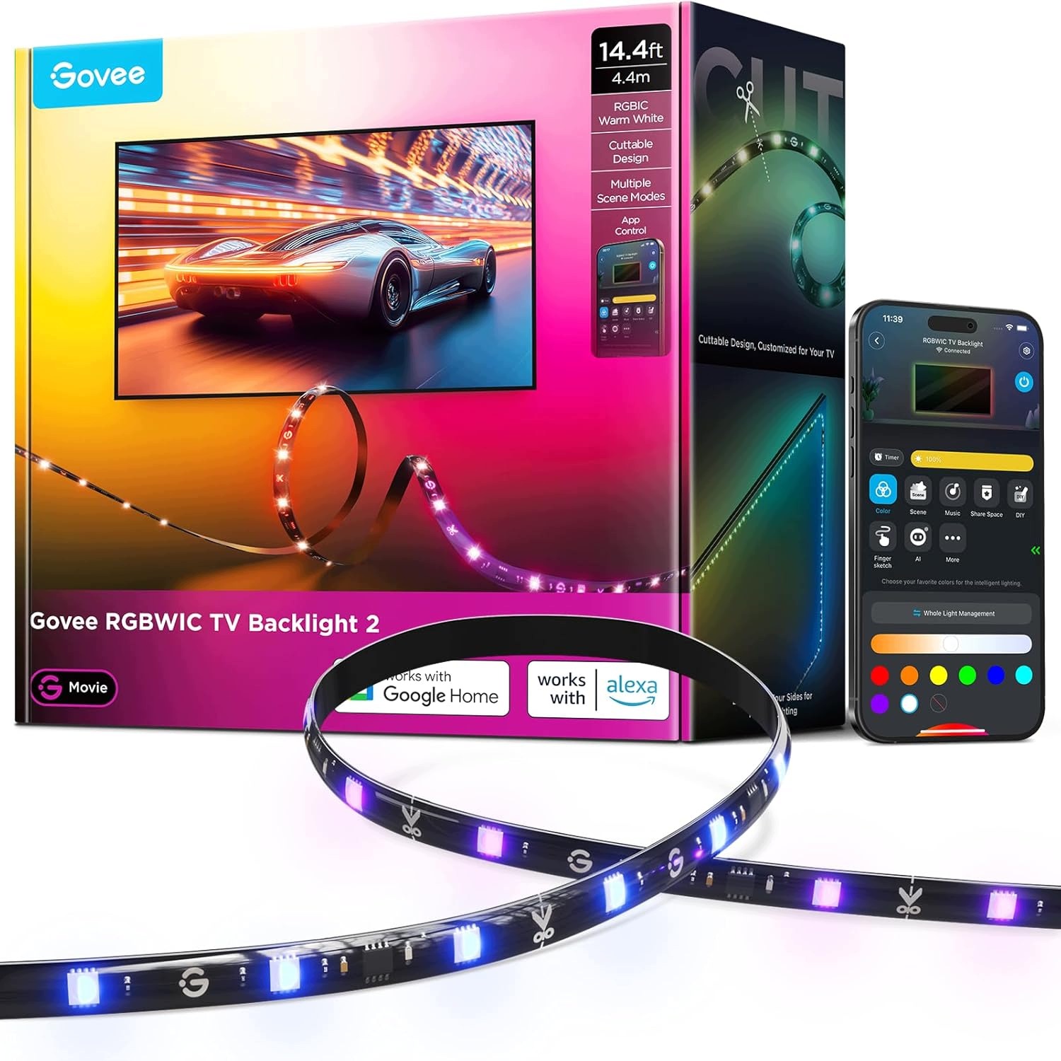 Govee Led Tv 2 Matter Rgbwic 4.4 m Podsvícení pro televizor 32-70"