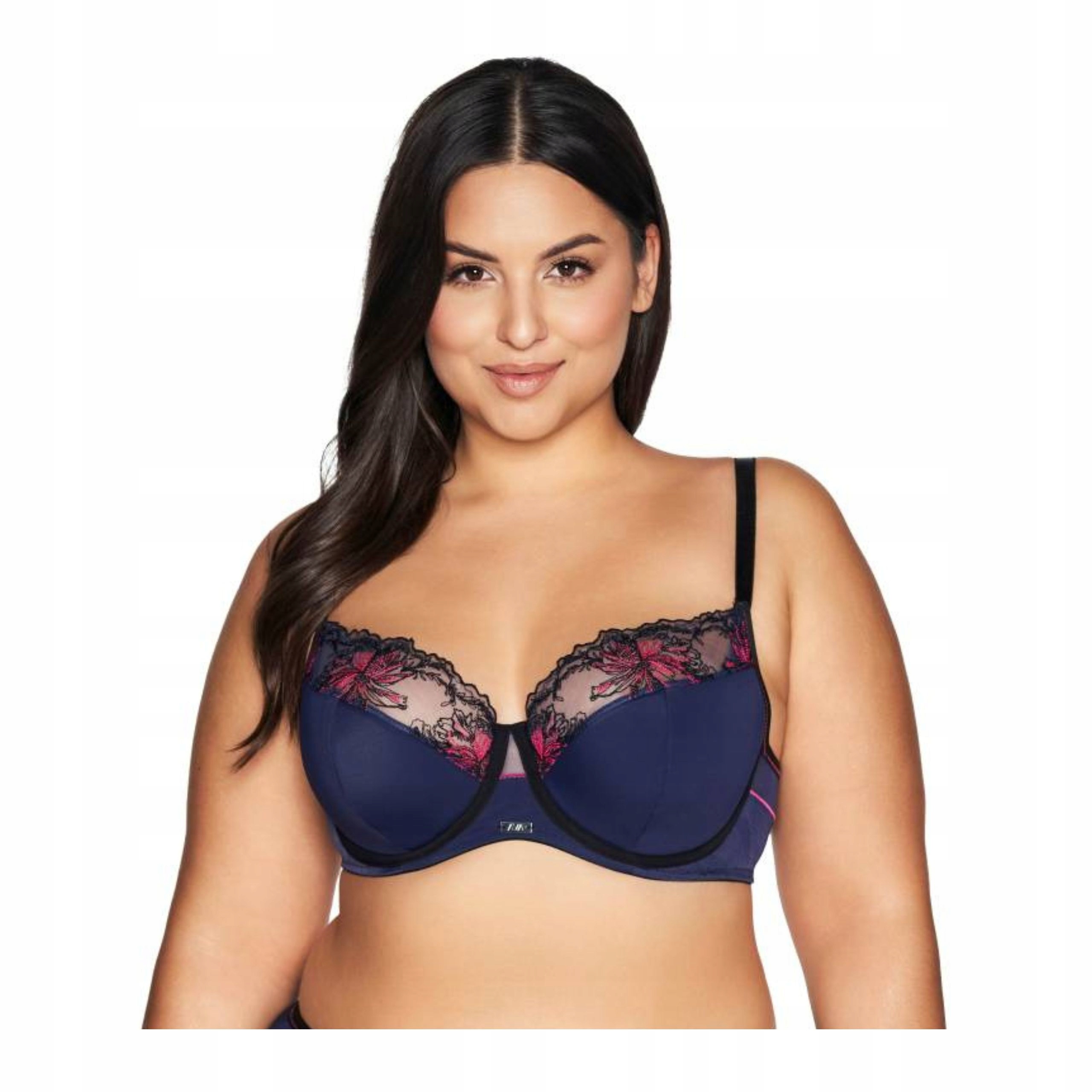 Podprsenka 80C polovyztužená podprsenka semi soft sexy námořnická modrá růžová fluo Ava