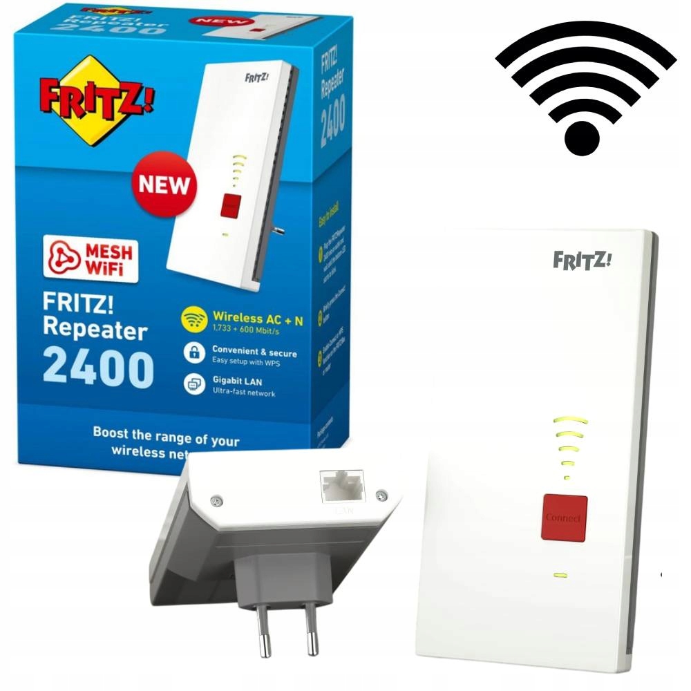 Avm Fritz Repeater 2400 WiFi Mesh AC2400 Gigabit Lan Wps
