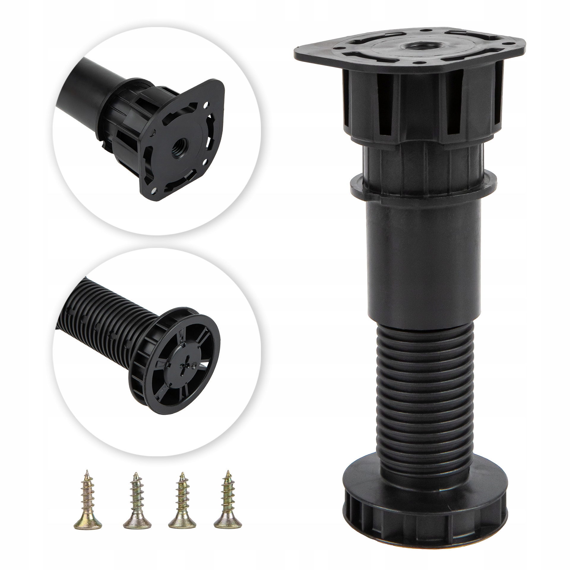 Zosilnená nábytková noha H-100 mm (80-125 mm) Nosnosť 400 kg skrutky 100 ks