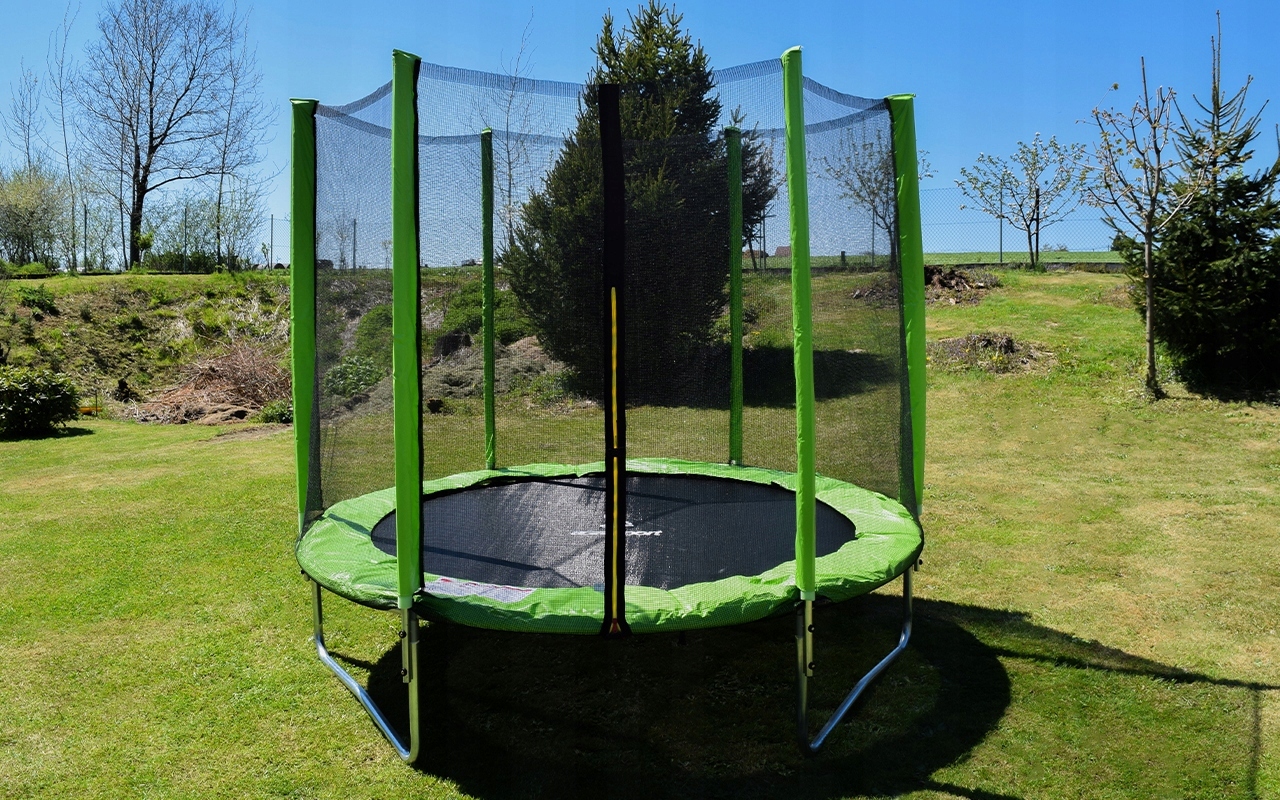 TRAMPOLINA OGRODOWA DLA DZIECI F-STAR 254CM 8FT GREEN SIATKA Z. + DRABINKA Liczba nóżek 3