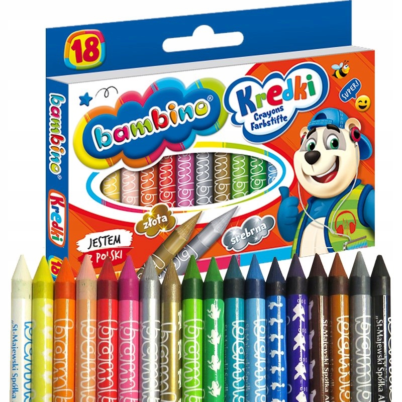 

Kredki świecowe 18 szt. (złota i srebrna) Bambino